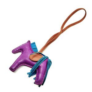 $1295 Authentic HERMES Made in FRANCE Rodeo PM Unisex Charm Purple - Blue -Brown